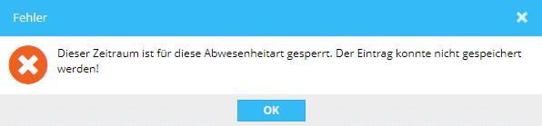 Fehlermeldung Urlaubssperre