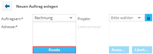 Fakturierung Rechnung Adressauswahl Kunde