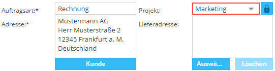 Fakturierung Auswahl Projekt