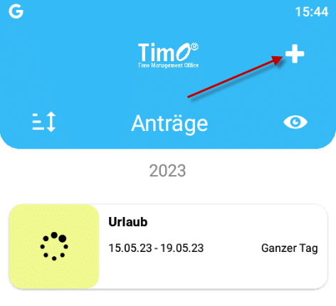 Neuer Urlaub in der TimO Mobile APP
