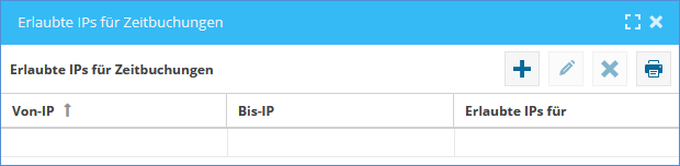 Das Bild zeigt einen Ausschnitt der TimO-Software in der die Stammdaten eine IP-Sperre leer angezeigt sind.