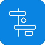 Blaues Icon eines Gantt Diagramms mit Projektabläufen und Meilenstein.