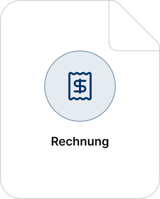 Dokumentkarte mit Beleg Icon und Beschriftung für eine Rechnung.