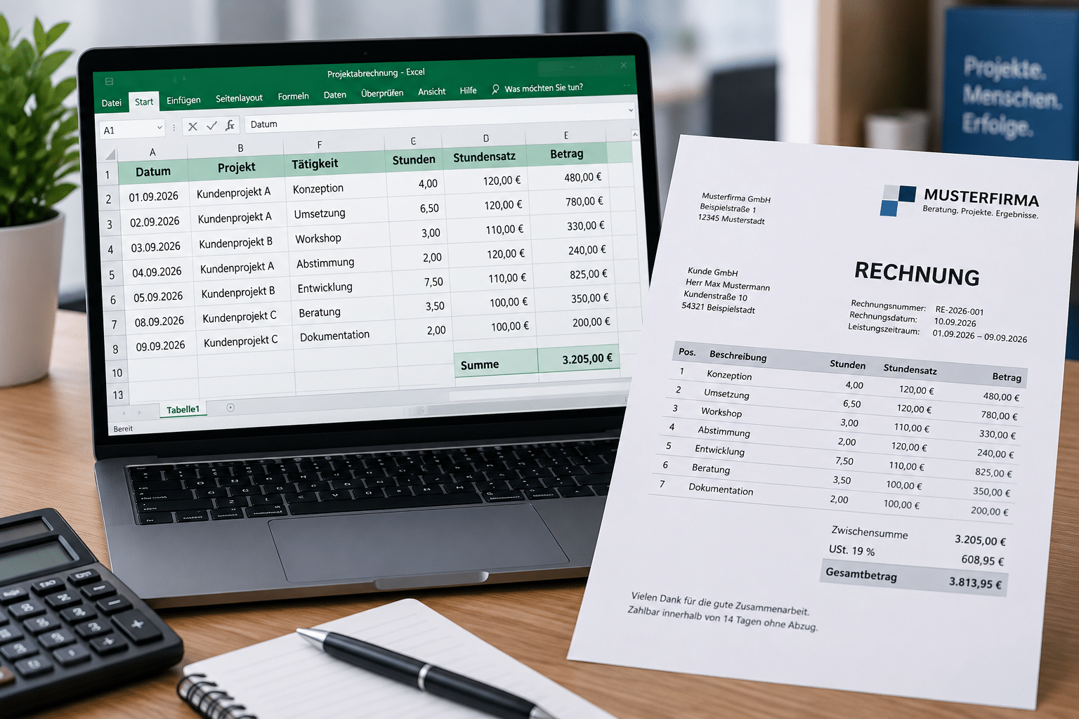 Projektabrechnung mit Excel vs. TimO