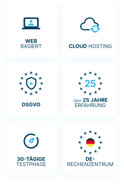 Icons zur Darstellung der webbasierten Nutzung der timo produkte.